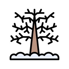 snow town in winter related tree with dry branches and ice vectors with editable stroke,
