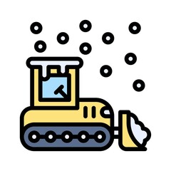 snow town in winter related loader van with tires and ice vectors with editable stroke,