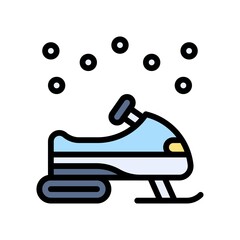 snow town in winter related snowmobile with light and ice vectors with editable stroke,