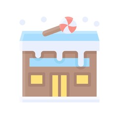 snow town in winter related candy house building with ice and windows vectors in flat style,