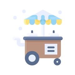 snow town in winter related mobile ice cream shop with tires and ice vectors in flat style,