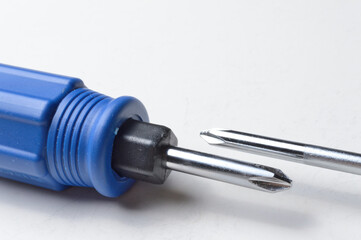 Phillips screwdriver and small screwdriver on white background
