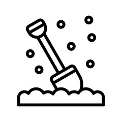 snow town in winter related shovel with handle and ice vectors in lineal style,