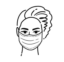 Character wearing medical mask