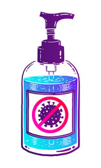 Vector color illustration of sanitizer bottle