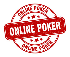 online poker stamp. online poker label. round grunge sign