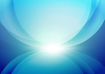 Abstract blue geometric circles overlapping background with light blue. Technology concept.