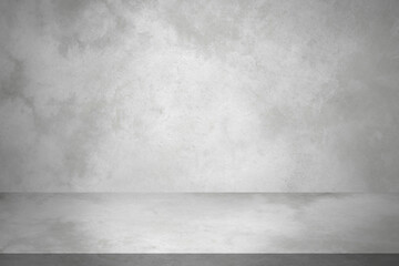 Gray vintage cement or concrete wall and floor background. Can be used for display products, room, interior, graphic design or wallpaper. Copy space for text.