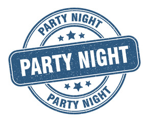party night stamp. party night label. round grunge sign