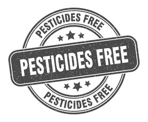 pesticides free stamp. pesticides free label. round grunge sign