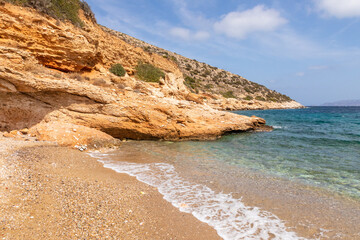Fototapeta na wymiar View of the Agia Theodoti Beach, Ios, Greece.