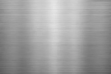 Tuinposter Silver metal texture of brushed stainless steel plate with the reflection of light. © tonstock
