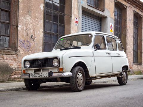 TERRASSA, SPAIN-MARCH 19, 2019: Renault 4 (4L) on the city streets