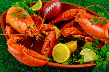 Restaurant food for american football game partry.