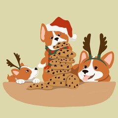Christmas corgies