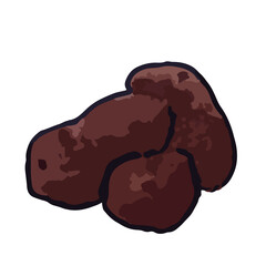 Brown potatoes, three pieces. Freehand drawing, vector.