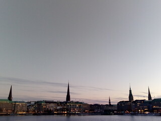 Obraz premium Binnenalster am Abend, Hamburg