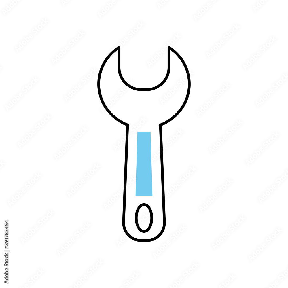 Wall mural wrench tool icon, half line half color style