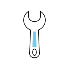 wrench tool icon, half line half color style