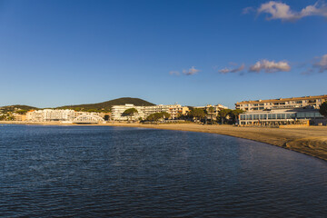 Sainte Maxime, Var, France - Sainte-Maxime bridge and the beach