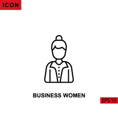 Icon business woman. Outline, line or linear vector icon symbol sign collection