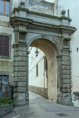monumental entrance in historical town, Montefiascone, Viterbo, Italy