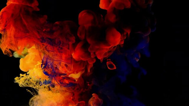 4K Footage,Color splash background, Color paint drops in water, Luxury colors Slow motion shot,