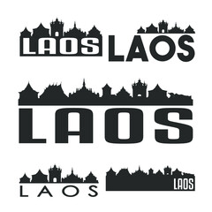 Obraz premium Laos Asia Flat Icon Skyline Vector Silhouette Design Set Logos.