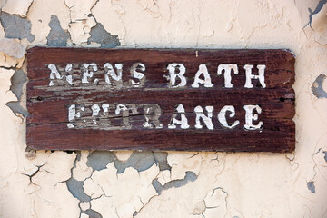 Mens Bath Entrance at decaying mineral bath structure in 2013