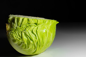 green cabbage on the table close-up. High quality photo