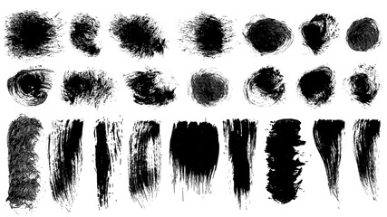 set of vector EPS10 brush stroke stains. Detailing grunge texture. Collection of hand drawn brushes, high quality trace
