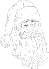 Sketch head of santa claus on a white background, vector illustration.