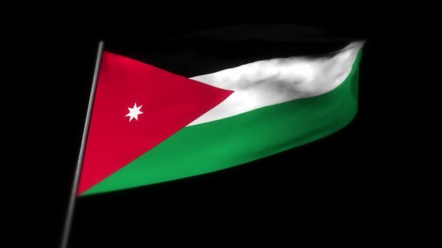 Jordan flag , Realistic 3D animation of waving flag. Jordan flag waving in the wind. National flag of Jordan. seamless loop animation. 4K High Quality, 3D render