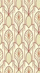 Wall murals Pineapple seamless pattern with leaves, pineapple, art deco graphic style for modern wallpaper, and gift wrapping