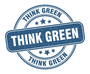 think green stamp. think green label. round grunge sign