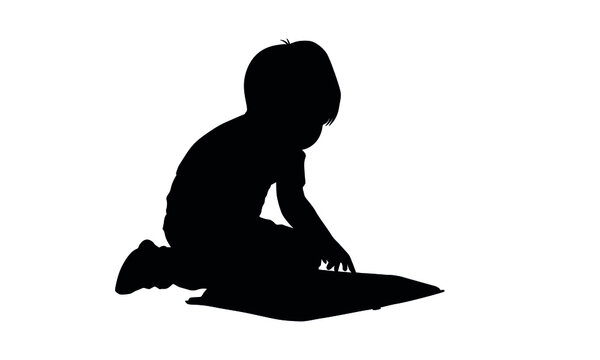 recommend clip art: Silhouettes of The Child Reads A Book