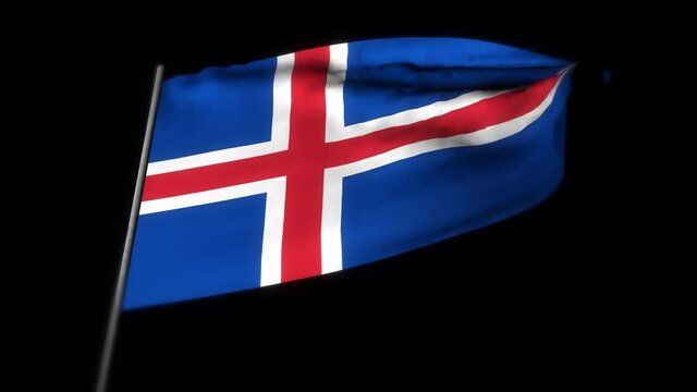 Iceland flag , Realistic 3D animation of waving flag. Iceland flag waving in the wind. National flag of Iceland. seamless loop animation. 4K High Quality, 3D render