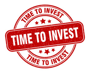 time to invest stamp. time to invest label. round grunge sign