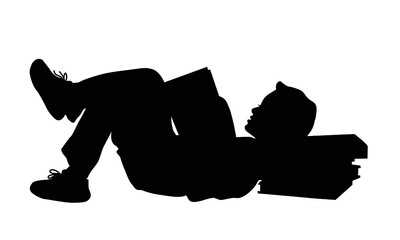 Silhouettes of The Child Reads A Book