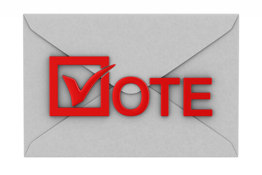 Vote By Mail On White Background. Isolated 3D Illustration