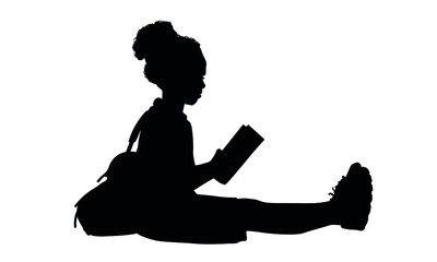 Silhouettes of The Child Reads A Book