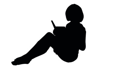 Silhouettes of The Child Reads A Book