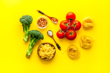 Vegetarian food background - set of vegetables and herbs