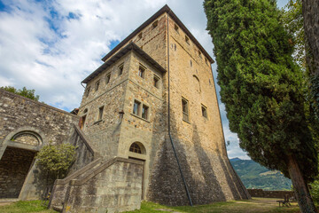 BOBBIO, ITALY, AUGUST 20, 2020 - Malaspina Castle in Bobbio, Piacenza province, Emilia Romagna, Italy