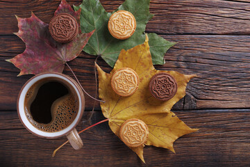 Coffee and cookies with cream