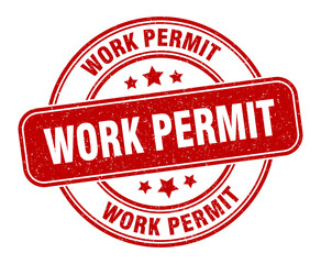 work permit stamp. work permit label. round grunge sign
