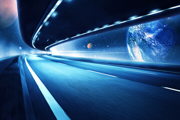 Abstract space tunnel motion blur (Elements of this image are furnished by NASA)