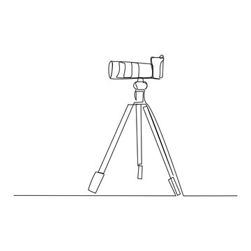 recommend clip art: Continuous line drawing of professional photography camera device. Vector illustration