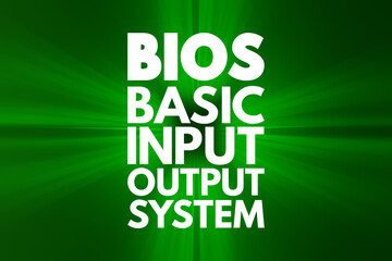 BIOS - Basic Input Output System acronym, technology concept background