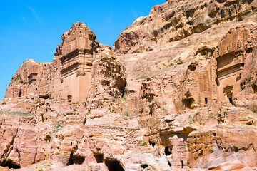 The Royal Rock tombs in Petra, the capital city of the Nabataeans, Jordan